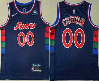 Men & Youth Customized Philadelphia 76ers Blue Nike Diamond 2022 City Edition Swingman Stitched Jersey With Sponsor->customized nba jersey->Custom Jersey